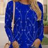 Women's T-shirt with 3D Floral Print and Fashionable Long Sleeves