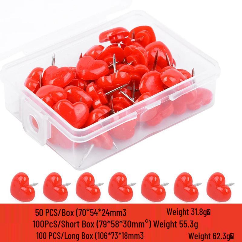 Pink Heart-Shaped Thumbtacks for DIY Projects - Multiple Sizes Available
