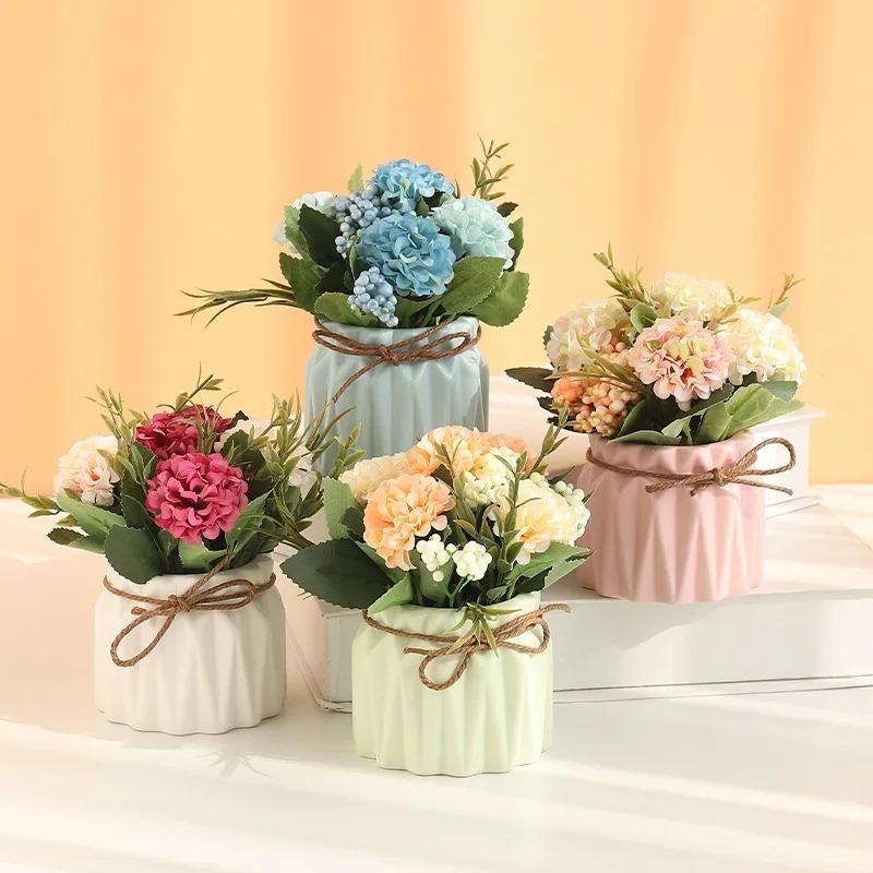 Macaron Color Imitation Ceramic Plastic Flower Vase Nordic Modern Flower Pot Wedding Birthday Art Home Arrangement Decoration