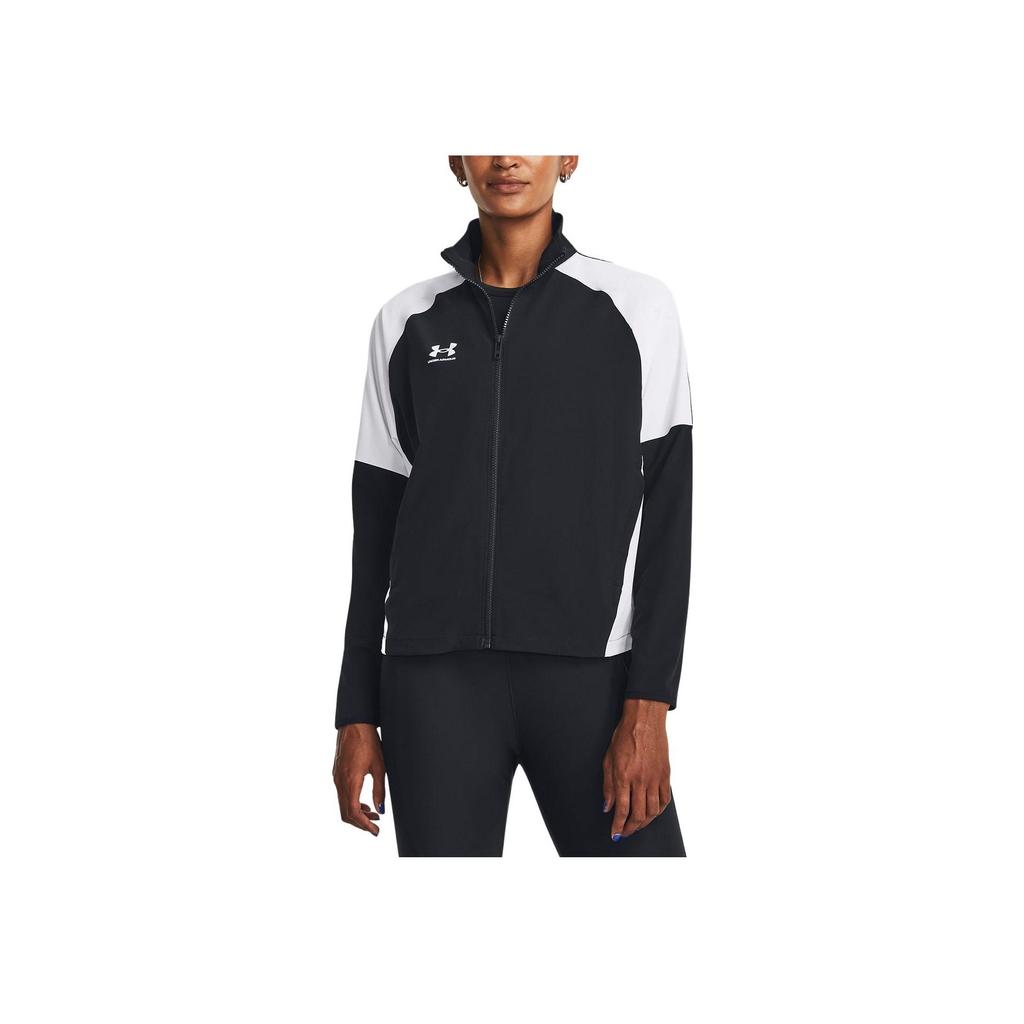 Under Armour Zip Straight Casual Long Sleeve Retro Sports Stand Collar Jacket Women jackets Black 1379447-001