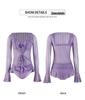 2025 Korean Sexy Gathered Swimsuit: Women's Three-Piece Set with Long-Sleeve Cover-Up