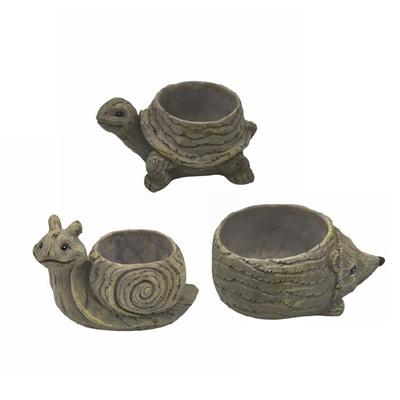 Animal Succulent Pots Cartoon Turtles/Snail/Hedgehog Plant Container Resin Planter for Indoor Cactus and Bonsais