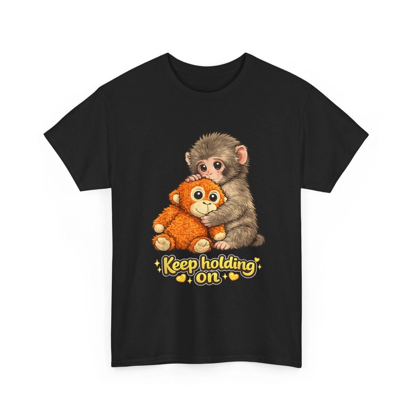 Baby Monkey Cute T-Shirt, Punch Baby Monkey Keep Holding On Shirt L