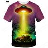 Summer UFO Alien 3d Print T-shirt Men Fashion Casual O-Neck Short Sleeve Tshirt Funny Mysterious Spaceship Tops Tees Men Clothes