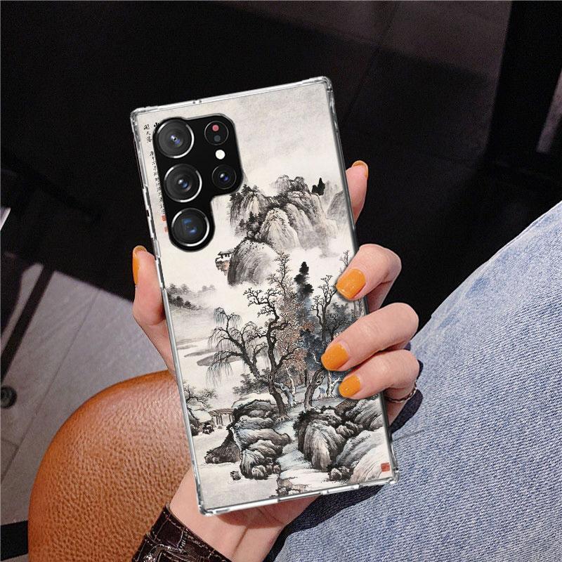 Chinese Style ink Painting Art Phnoe Case for Samsung Galaxy S26 S25 Edge S23 S24 Ultra S22 Plus S21 S20 FE Unique Cover Soft Co