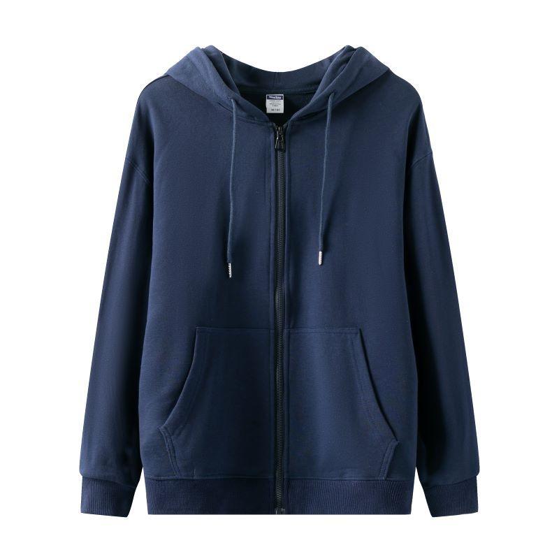 Brand Burgundy Hooded Sweatshirt Spring and Autumn Women Solid Color Zipper Cardigan Retro Top Men Ins Trend