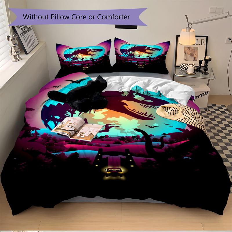 3Pcs Dinosaur Night Safari Bedding Sets For All Sizes New 3D Printed Bed Cover Comforter Duvet Cover Pillowcase Bedroom Decoration