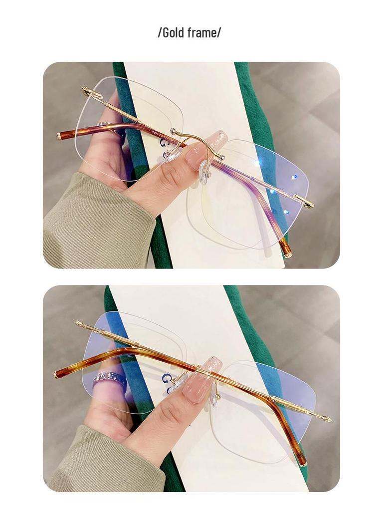 Randlose Cut-Edge Blaulichtfilter-Brillenfassung für Männer & Frauen - Schlankmachend für das nackte Gesicht, Große Passform, Myopie-kompatibel