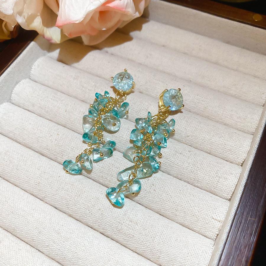 French Court Style Silver Needle Zircon Rectangular Earrings Exquisite Light Luxury High-end Stud Earrings Exaggerated Earrings Women