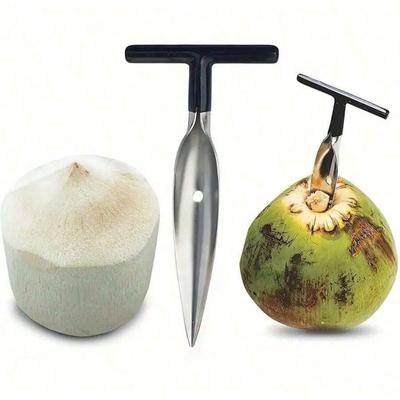 Tragbarer Kokosnussöffner aus Edelstahl Enthält Bohrer, Spatel, Ideal für Outdoor-Camping