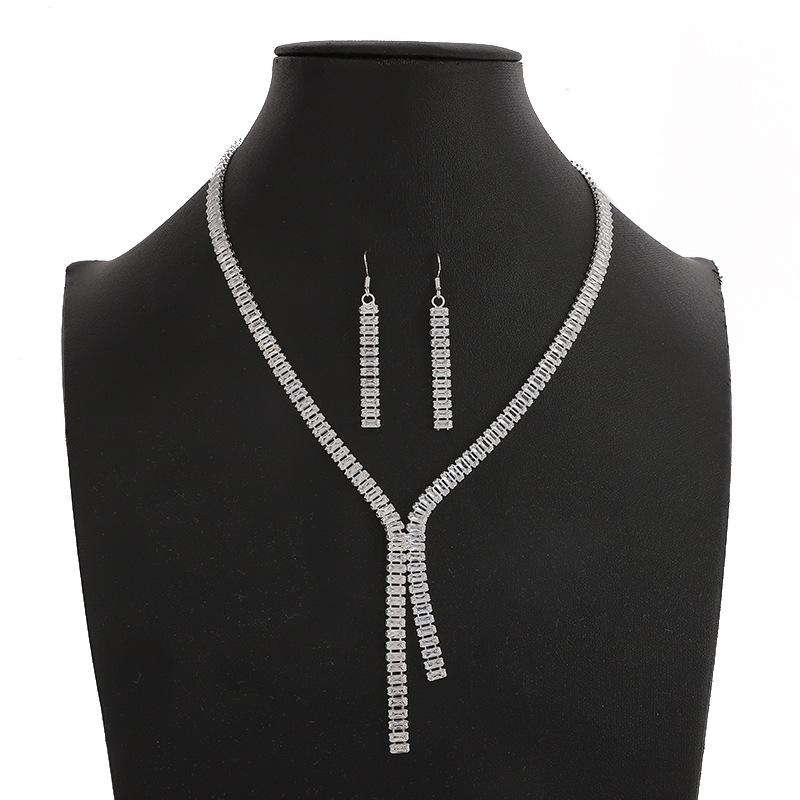 

Аксессуары Классический винтажный комплект для невесты с каплями воды Цепочка Микро-набор AAA Циркон Серьги Ожерелье Свадебное платье