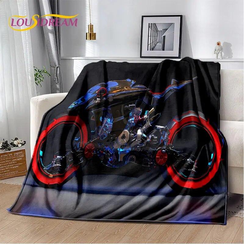 3D Cyberpunk Concept Motorcycle Cartoon Soft Plush Blanket,Flannel Blanket Throw Blanket for Living Room Bedroom Bed Sofa Picnic