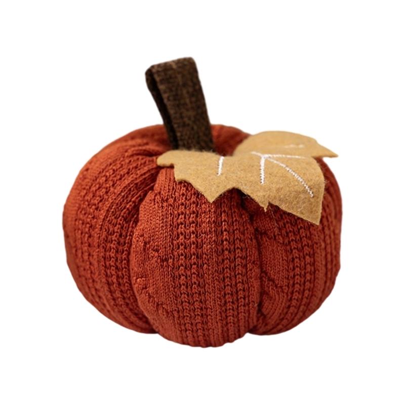 

Handmade Crochet Pumpkin Decoration With Polyester Fabric Harvest Festival Shelf Display Accessory