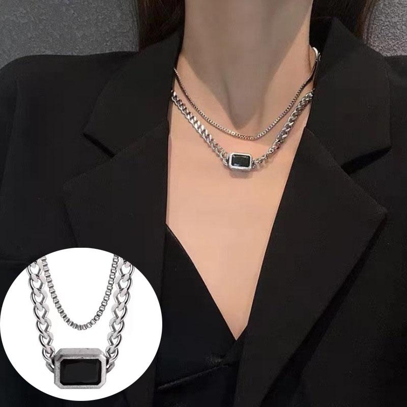 

Европейские и американские Ins Холодный стиль Геометрический квадрат Девушки Ожерелье Мода Сеть Красная ключица Цепочка Ретро Хип-хоп Кулон Ожерелье
