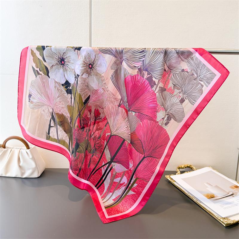 

2026 New Luxury Style Square Scarves Women Silk Scarf Floral Bandana Small Neckties Hairbands Foulard Shawl 70x70cm