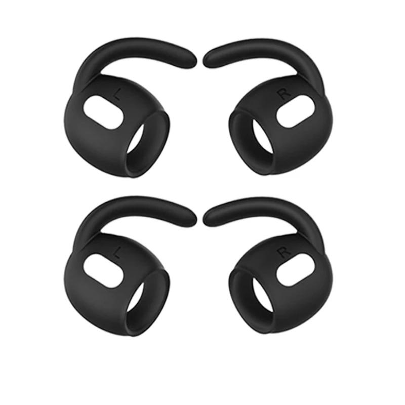 4 Pairs Soft Silicone Anti-Slip Covers for AirPods Pro, Comfortable Fit, Detachable Ear Hooks, Ergonomic Design, Black & White