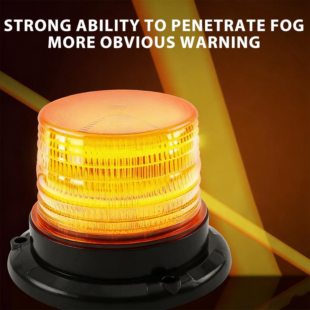 2Pcs Magnetic Base LED Amber Emergency Strobe Light Car Roof Flashing Hazard Warning Light 12V/24V Vehicle Safety Beacon Lamp