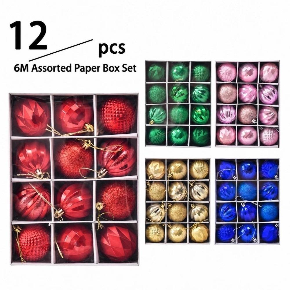 12Pcs/Set Creative Christmas Tree Balls Shiny Xmas Baubles Durable Christmas Ball  Showcase