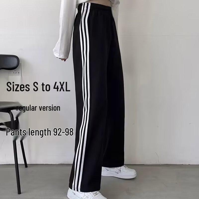 

Men s Wide-Leg Striped Sweatpants - Hong Kong Style, Lightweight, Straight, Loose & Versatile for Spring & Fall. L