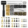 480 Sets Leather Rivets Double Caps Rivet Tubular Metal Studs with 3 Setting Tools Hammer for Leather Craft Repair