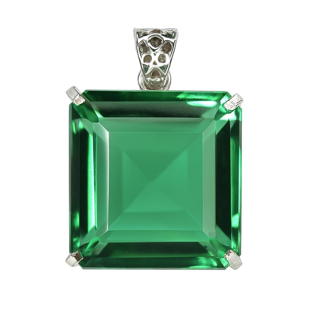 Certified 130 Ct Natural Green Topaz Pendant 925 Sterling Silver Rare Gemstone AI-34-NS