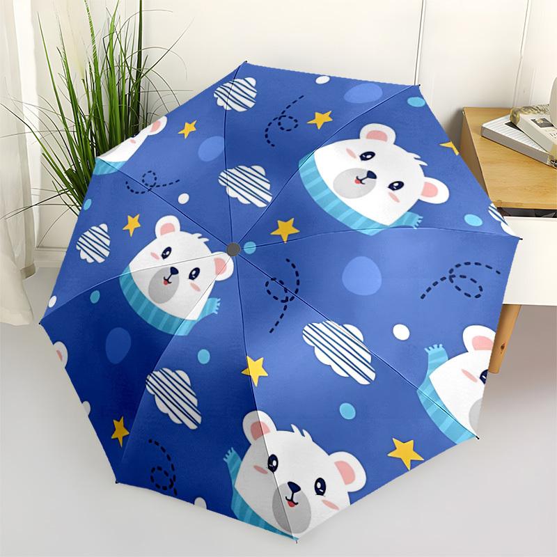 

1pc Polar Bear Night Sky Automatic Folding Umbrella - Portable Collapsible Design, 8-Rib Iron Frame, Durable Fabric yy251125027