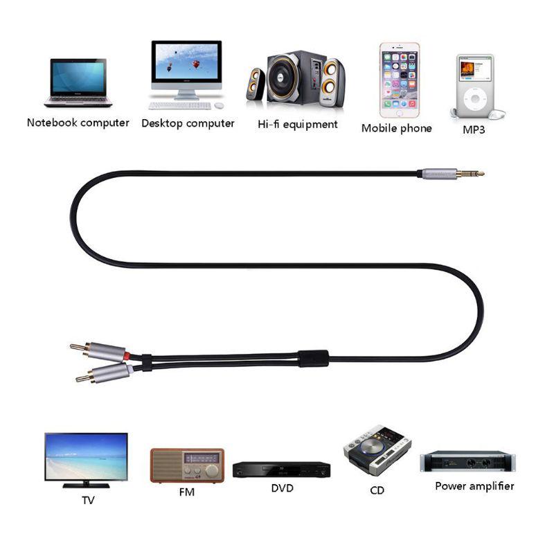 Buy 1M/2M/5M Audio Cable 2RCA To 3.5 Audio Car Cable RCA 3.5MM Jack