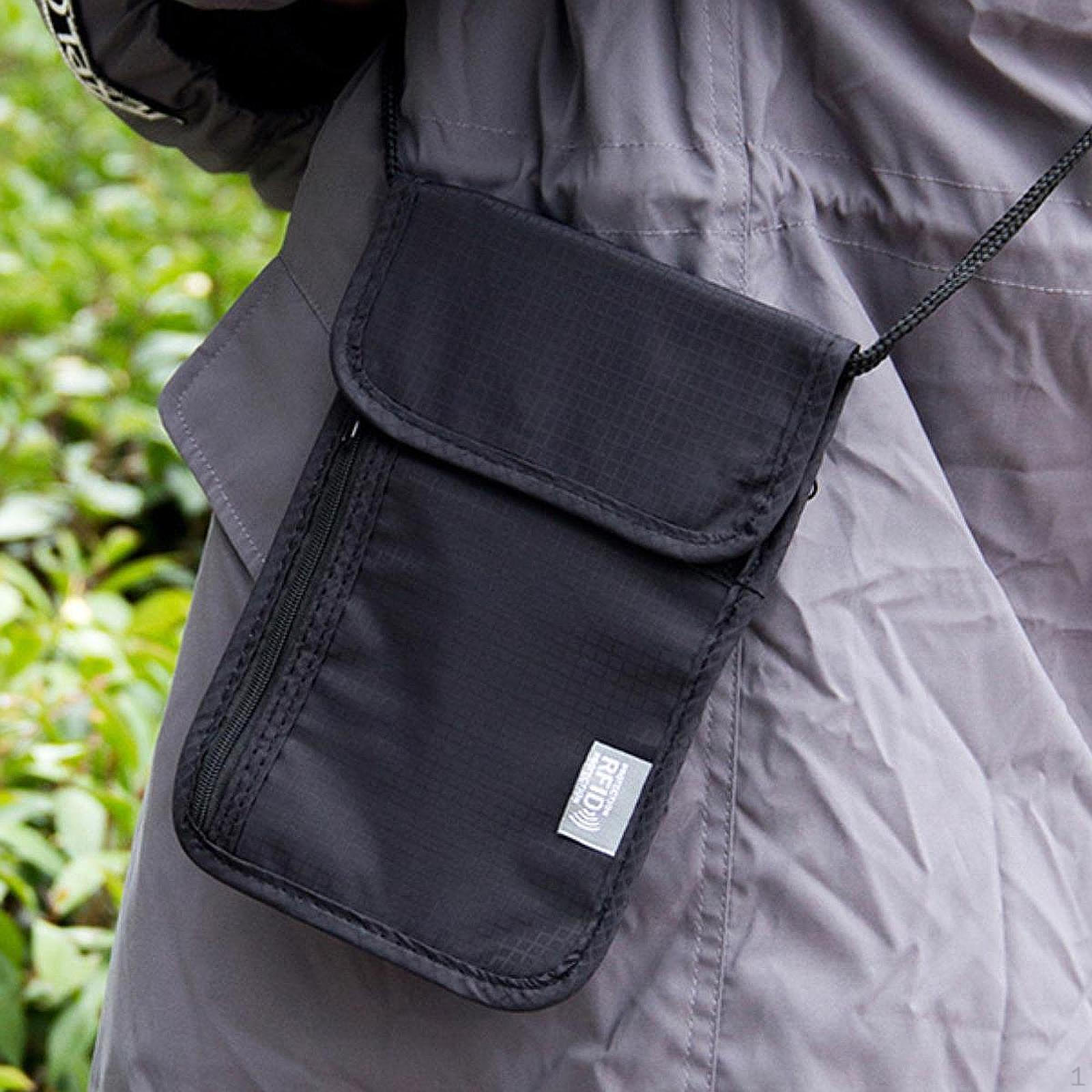 

Кошелек на шею, органайзер для хранения карт, практичный чехол с несколькими карманами, держатель для паспорта, кошелек через плечо для чёрный