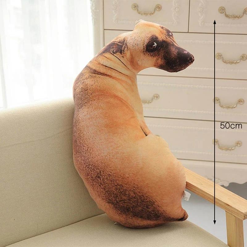 

50cm 3D Realistic Cute Dog Pillow Funny Curved Animal Head Shaped Cushion for Sofa Decor, Role Playing Gift 50cm