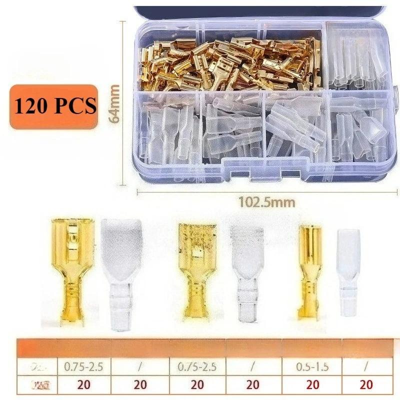 120/315/1000pcs Male and Female Box, Insulated Cable, Male Connector, 2.8/6.3mm Electric Crimping Terminal Shovel Kit Sheath Box
