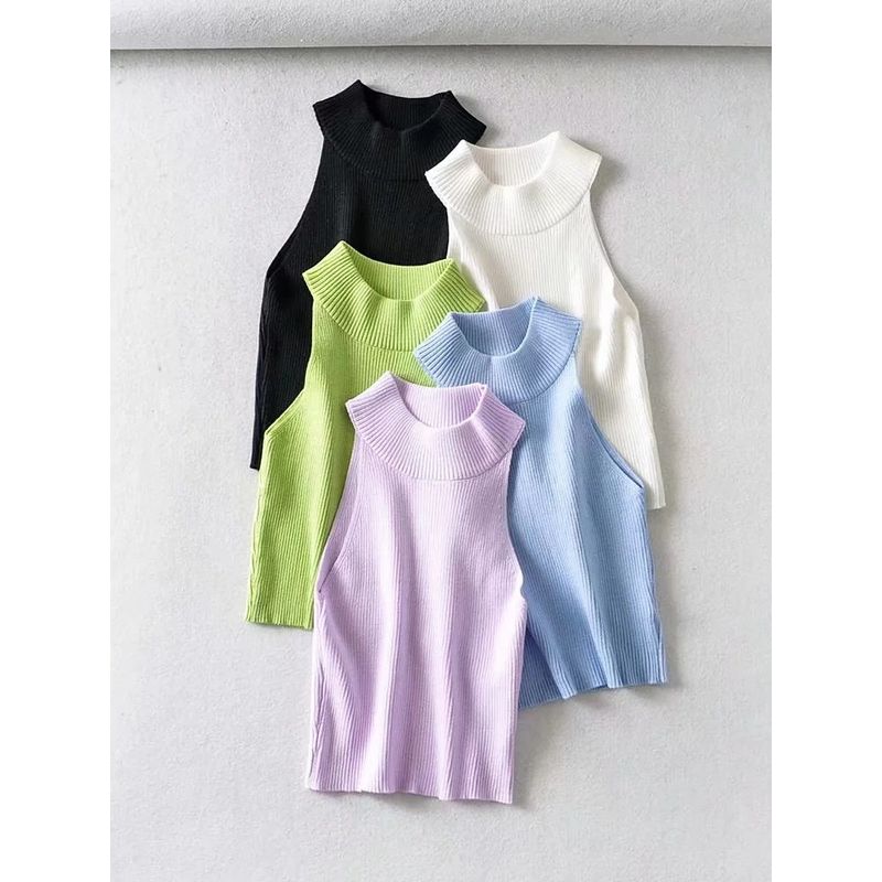 round Neck Elastic Narrow Shoulder Sleeveless Vest