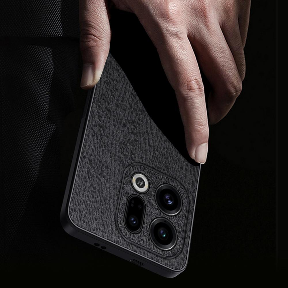 Etui na Oppo Find X9 5G z teksturą drewna, powlekane PU skórą, PC TPU, Pokrowiec na telefon