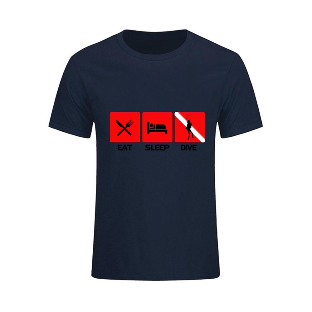 Eat Sleep Dive Letter Printed O Neck T Shirt Summer Arrival Short Sleeve T