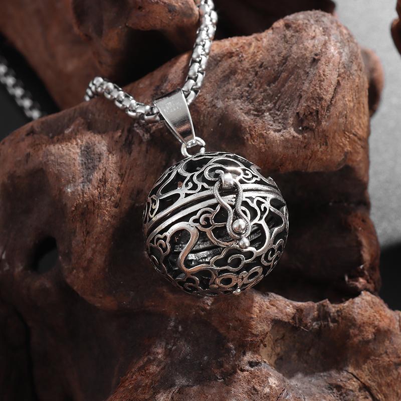 Exquisite Aromatherapie-Kugel Hohl Anhänger Kann geöffnet werden Halskette Geeignet für Männer und Frauen Retro Multifunktionaler Schmuck