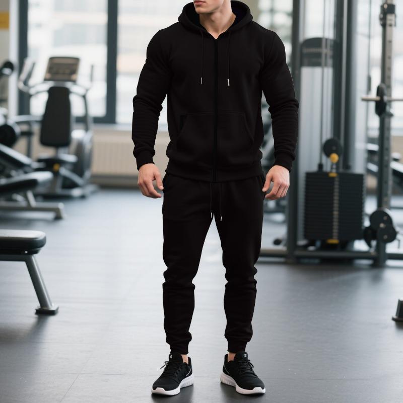 Men's 2 Piece Tracksuit Set Full Zip Hoodie & Jogger Pants Casual Gym Workout Suit