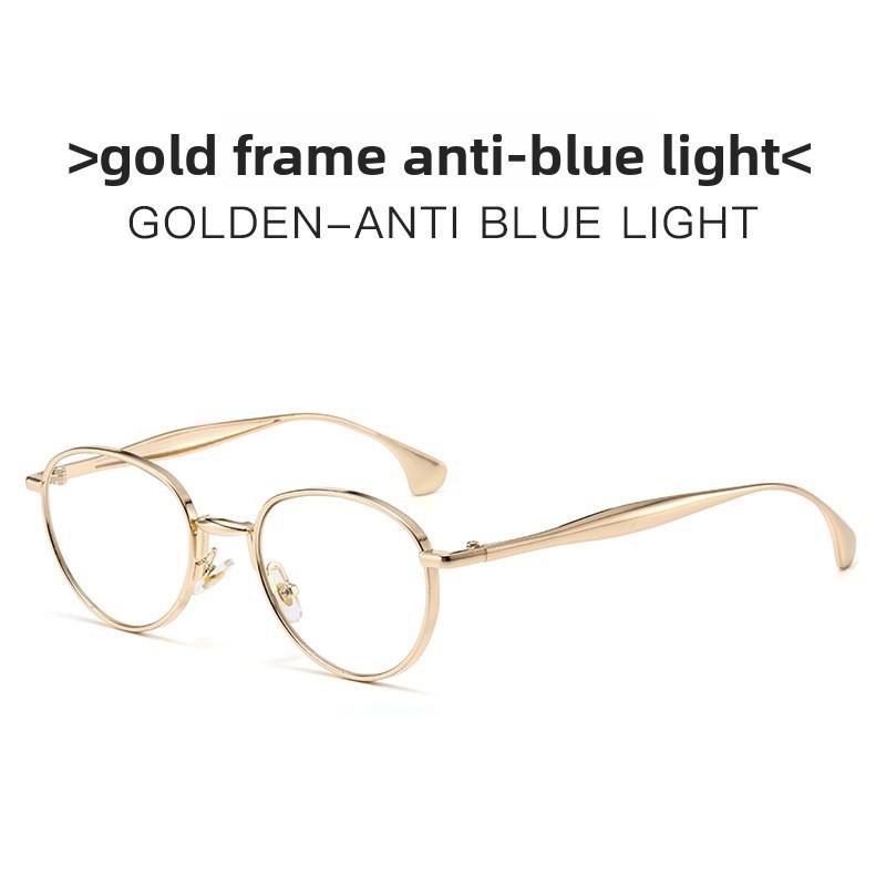 

Elliptical Metal Sun Glasses With Uv400 Protection For Fashionable Women And Men Gold Clear