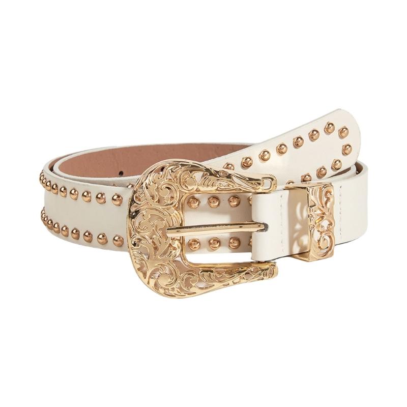 Pin Buckle Belt for Pants Rivet Studded Leopard Pattern Belt Subcultures Sweater Belt 2000s Hot Girl Belt Waist Accessory