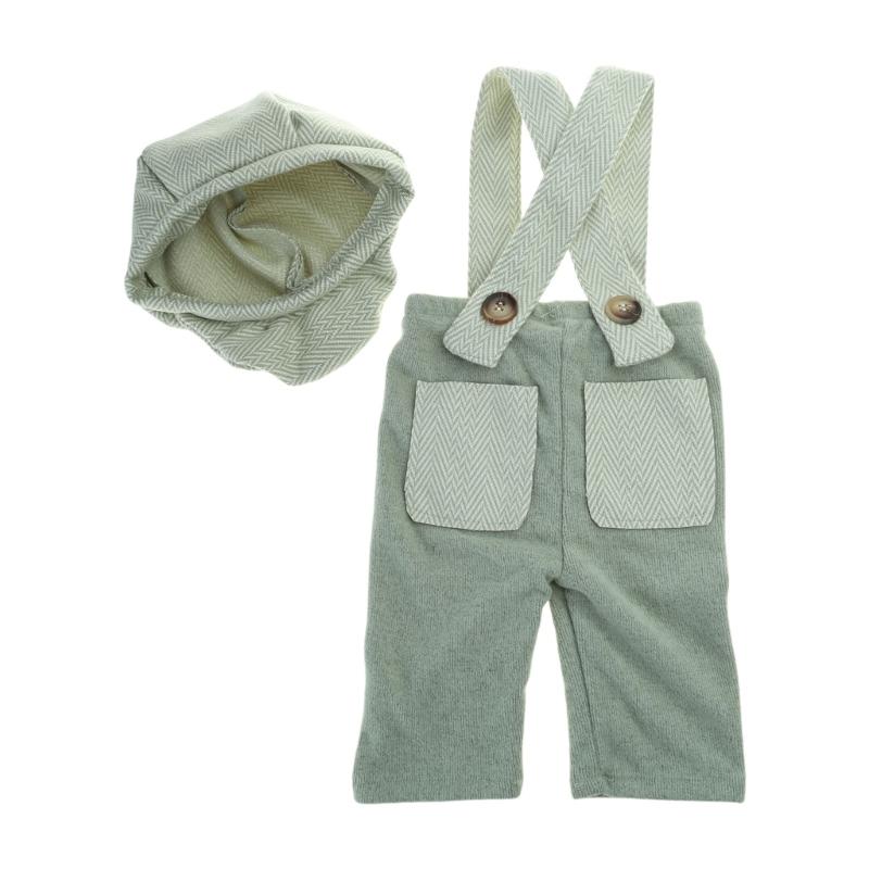 

Baby Photography Props Romper and Curved Brim Hat Outfit Photo Shoot Clothes Baby Infant Photography Costume Clothing світло-зелений колір
