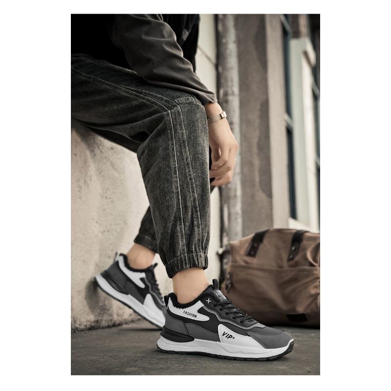 Men's Sports Shoes, Waterproof Anti-slip Safety Trendy Shoes, Fleece-lined Warm Cotton Shoes.