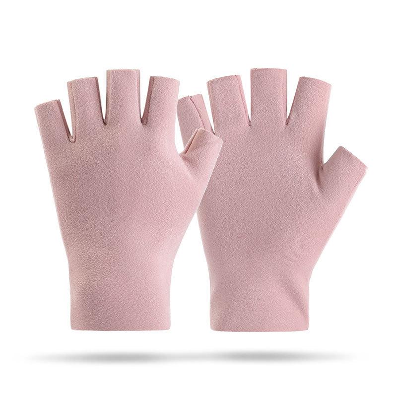 Fleece Gloves, Half-finger German Fleece Fabric, Increased Elasticity, Riding, Driving, Autumn and Winter, Extended Wrist Protection for Men and Women