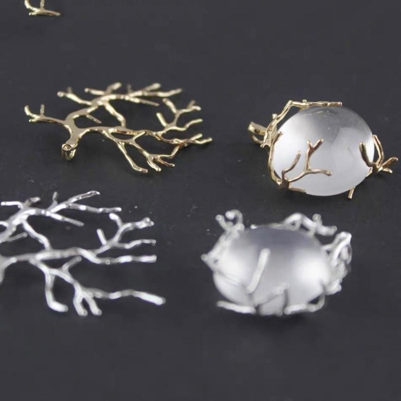 Set da 5 Pezzi Placcatura Rame Argento/Oro Base Vuota a Forma di Ramo Ciondoli per Collane per Creazione Gioielli Fai da Te Charms Gioielli alla Moda