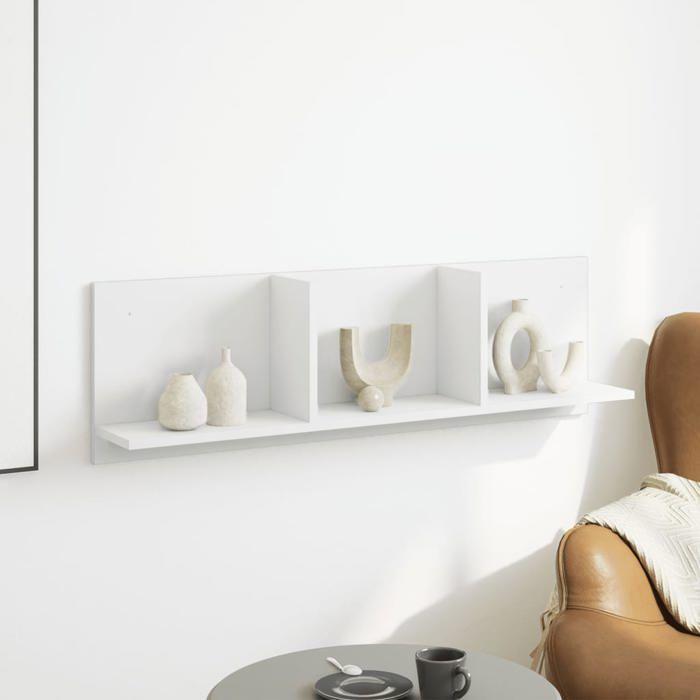 VidaXL Armoire murale 100x16,5x30 cm blanc bois d'ingénierie, armoire murale flottante, étagère murale, vitrine murale, 854859