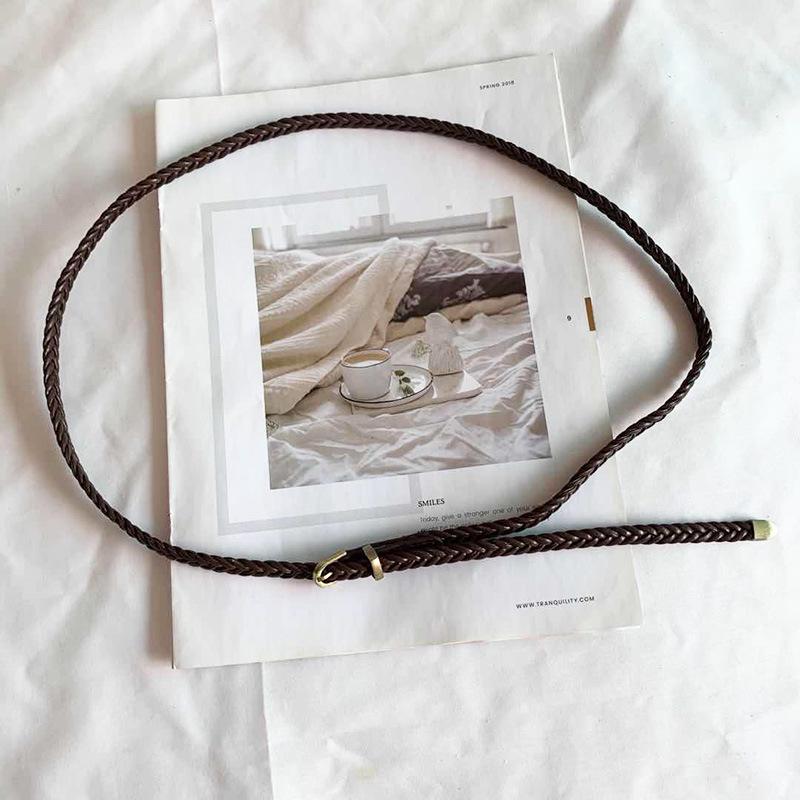 Exquisite Women's Retro Casual Thin Leather Woven Belt – Versatile Korean Style Waist Chain