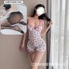 Crispy Cherry Floral Can Be Worn Outside, Sexy Suit, Free Suspender V-neck Plus Chest Pad Pajamas, Comfortable Home