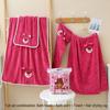 Strawberry Bear Coral Fleece Bath Set: Towel, Bathrobe, Hair Drying Cap - Soft & Absorbent.