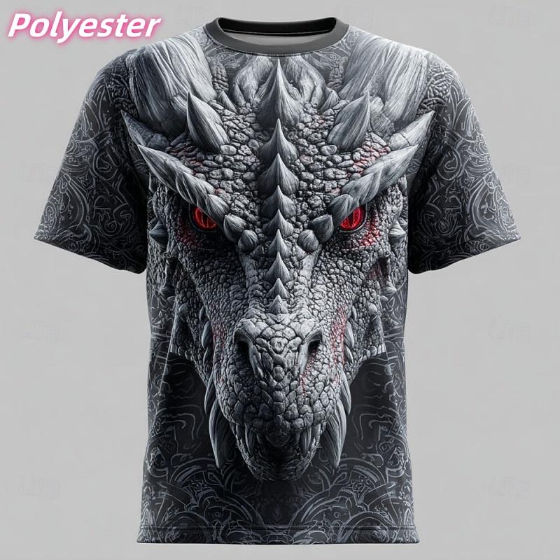 Fashion Dragon 3D Printed T-shirt For Men Retro Animal Pattern Tees Summer Casual Round Neck Short-sleeved T Shirts Street Tops