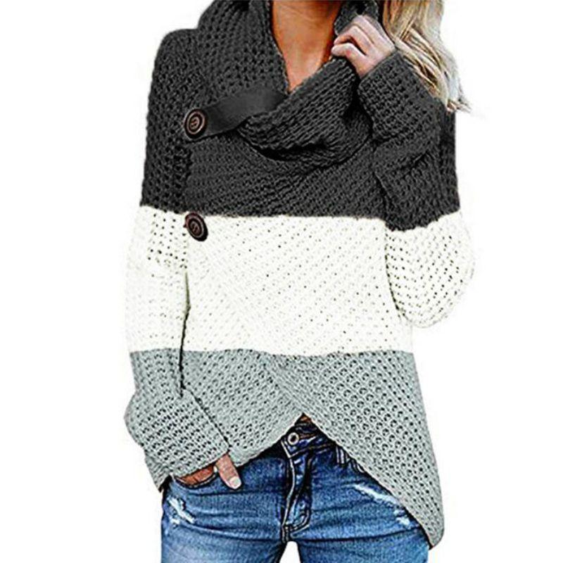 

Женский повседневный вязаный свитер с длинным рукавом, джемпер, трикотаж, нерегулярная верхняя одежда, топы XL чёрный