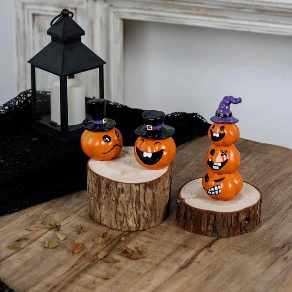Spooky Car Decor Cartoon Pumpkins Figurine Stacked Resin Halloween Miniature Desk Ornament Lightweight 3D Printed Statue Drivers