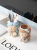 Cute Girl Small Plant Pot Resin Succulent Planter for Home Office Desk Mini Ornament Fairy Garden Flowerpot Decoration