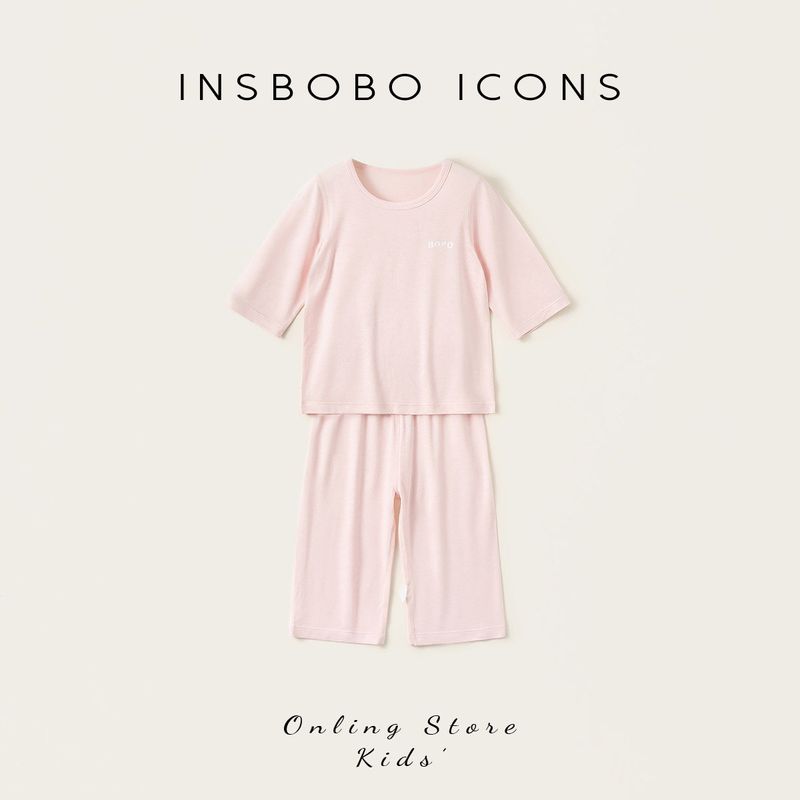 Insbobo Children s Pajamas 2025 Summer New Style Boys  Home Clothes Girls  Suits Casual Baby Summer Clothes Trendy Pink 80